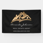 Custom Logo House Real Estate Agent Gold Black Squ Spandoek (Horizontaal)