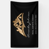 Custom Logo House Real Estate Agent Gold Black Squ Spandoek (Verticaal)