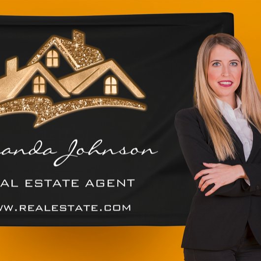 Custom Logo House Real Estate Agent Gold Black Squ Spandoek