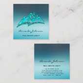 Custom Logo House Real Estate Agent Home Blue Blau Vierkante Visitekaartje (Voorkant / Achterkant)
