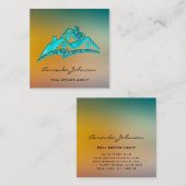 Custom Logo House Real Estate Agent Home Blue Ombr Vierkante Visitekaartje (Voorkant / Achterkant)