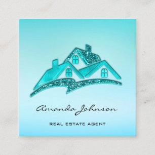 Custom Logo House Real Estate Agent Home Blue Ombr Vierkante Visitekaartje