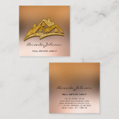 Custom Logo House Real Estate Agent Home Gold Vierkante Visitekaartje (Voorkant / Achterkant)
