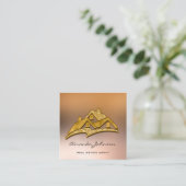 Custom Logo House Real Estate Agent Home Gold Vierkante Visitekaartje (Staand voorkant)