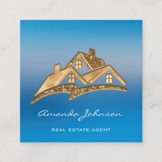 Custom Logo House Real Estate Agent Home Gold Vierkante Visitekaartje (Voorkant)