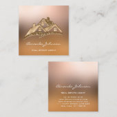 Custom Logo House Real Estate Agent Professional Vierkante Visitekaartje (Voorkant / Achterkant)