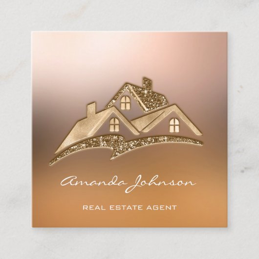 Custom Logo House Real Estate Agent Professional Vierkante Visitekaartje (Voorkant)