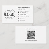 Custom Logo Icons Modern White QR Code Visitekaartje (Voorkant / Achterkant)