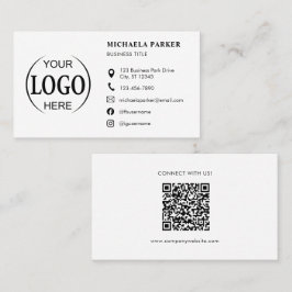 Custom Logo Icons Modern White QR Code Visitekaartje