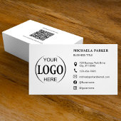 Custom Logo Icons Modern White QR Code Visitekaartje