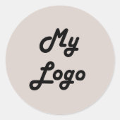 Custom logo image business taupe ronde sticker (Voorkant)