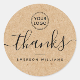 Custom logo Kraft papier ziet er elegant uit dank  Ronde Sticker