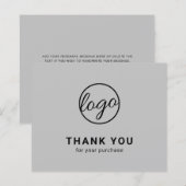Custom Logo Light Gray Budget Thank You Card (Voorkant / Achterkant)