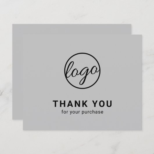 Custom Logo Light Gray Budget Thank You Card (Voorkant / Achterkant)
