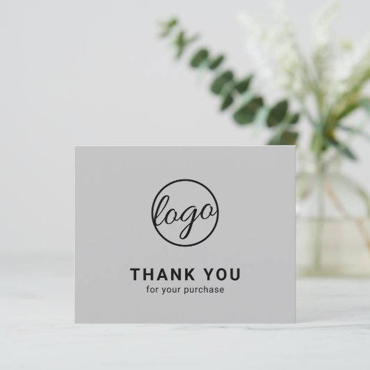 Custom Logo Light Gray Budget Thank You Card (Staand voorkant)