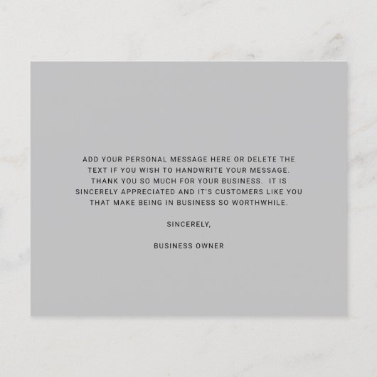 Custom Logo Light Gray Budget Thank You Card (Achterkant)
