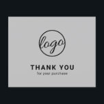 Custom Logo Light Gray Budget Thank You Card<br><div class="desc">Custom budget business thank you card featuring a minimalist design with your logo on the front along with "Thank you for your purchase". The backside has your personal message. A basic and plain design that still comes across as professional. This simple thank you card is great for any type of...</div>