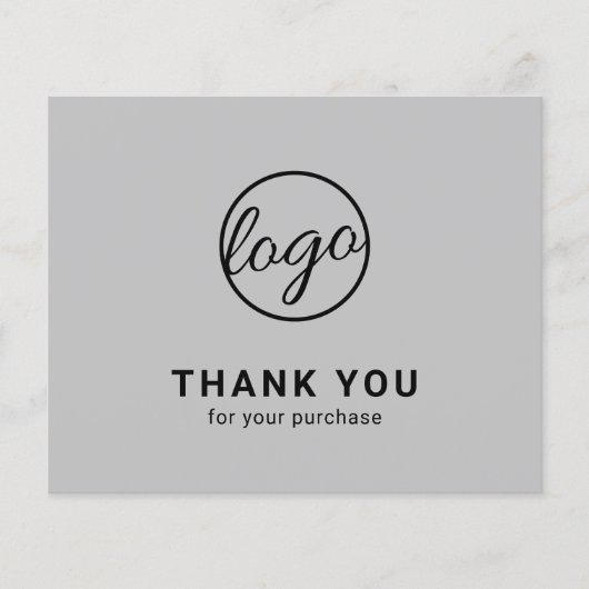 Custom Logo Light Gray Budget Thank You Card (Voorkant)