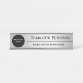 Custom Logo Luxury Silver Metal Executive Bureau Naambordje (Voorkant)