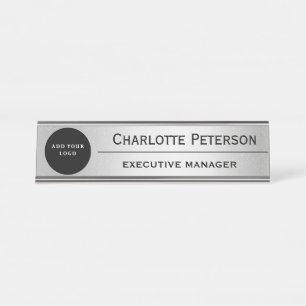 Custom Logo Luxury Silver Metal Executive Bureau Naambordje
