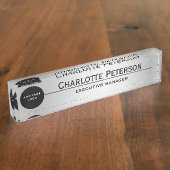 Custom Logo Luxury Silver Metal Executive Naambordje (Zijkant)