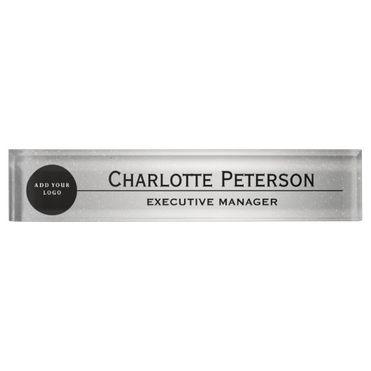 Custom Logo Luxury Silver Metal Executive Naambordje (Voorkant)