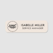 Custom Logo Magnetic Or Safety Pin Beige Small Naamplaatje (Voorkant)