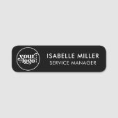 Custom Logo Magnetic Or Safety Pin Black Small Naamplaatje (Voorkant)