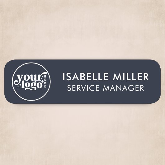 Custom Logo Magnetic Or Safety Pin Navy Small Naamplaatje