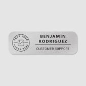 Custom Logo Medewerker Magnetische Faux Silver Naamplaatje (Voorkant)