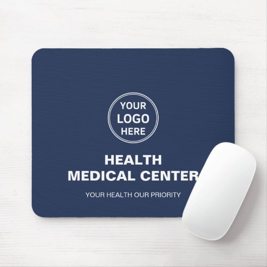 Custom Logo Medical Clinic Healthcare Navy Blue Muismat (Met muis)