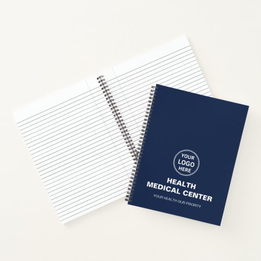 Custom Logo Medical Clinic Healthcare Navy Blue Notitieboek (Binnen)