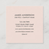 Custom Logo Minimalist Blush Roze Vierkante Visitekaartje (Achterkant)