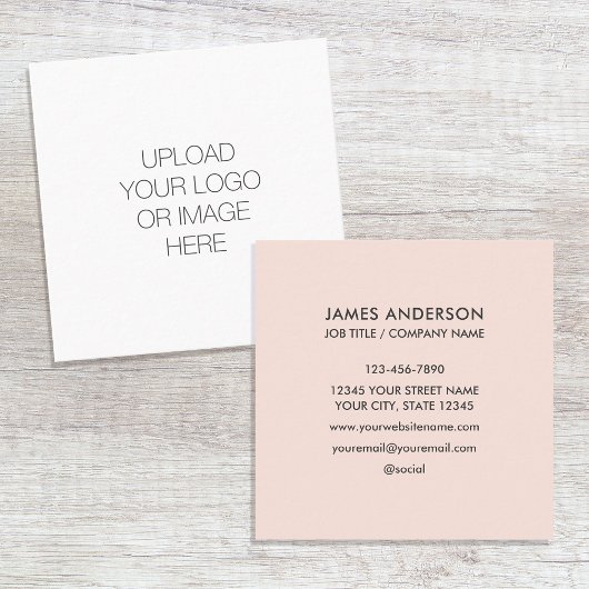 Custom Logo Minimalist Blush Roze Vierkante Visitekaartje