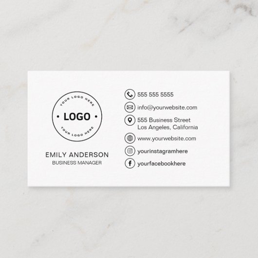 Custom Logo Minimalist Professional Visitekaartje (Voorkant)