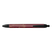 Custom Logo Modern Gold Floral Pattern Burgundy Zwarte Inkt Pen (Achterkant)