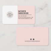 CUSTOM LOGO modern minimal blush roze wit Visitekaartje (Voorkant / Achterkant)