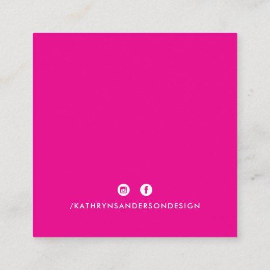 CUSTOM LOGO modern minimal chique felroze zwart Vierkante Visitekaartje (Achterkant)