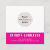 CUSTOM LOGO modern minimal chique felroze zwart Vierkante Visitekaartje (Voorkant)