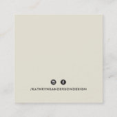 CUSTOM LOGO modern minimal chique ivoorcrème zwart Vierkante Visitekaartje (Achterkant)