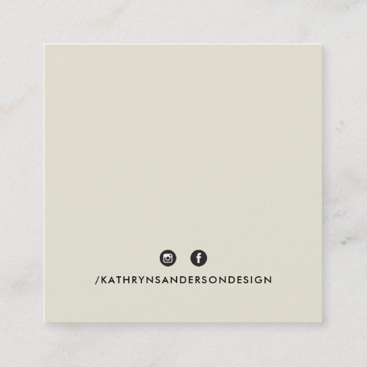 CUSTOM LOGO modern minimal chique ivoorcrème zwart Vierkante Visitekaartje (Achterkant)