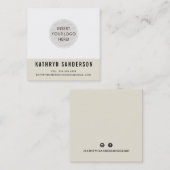 CUSTOM LOGO modern minimal chique ivoorcrème zwart Vierkante Visitekaartje (Voorkant / Achterkant)