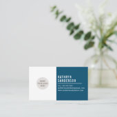 CUSTOM LOGO modern minimal Dark Navy Blauw wit Visitekaartje (Staand voorkant)