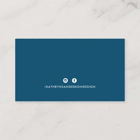 CUSTOM LOGO modern minimal Dark Navy Blauw wit Visitekaartje (Achterkant)