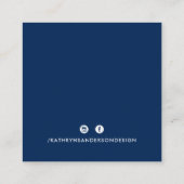 CUSTOM LOGO modern Minimal Plain Dark Navy Blue Vierkante Visitekaartje (Achterkant)