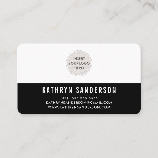 CUSTOM LOGO modern minimal plain simpel zwart Visitekaartje (Voorkant)