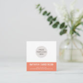 CUSTOM LOGO modern minimal retro sinaasappel wit Vierkante Visitekaartje (Staand voorkant)