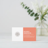 CUSTOM LOGO modern minimal retro sinaasappel wit Visitekaartje (Staand voorkant)