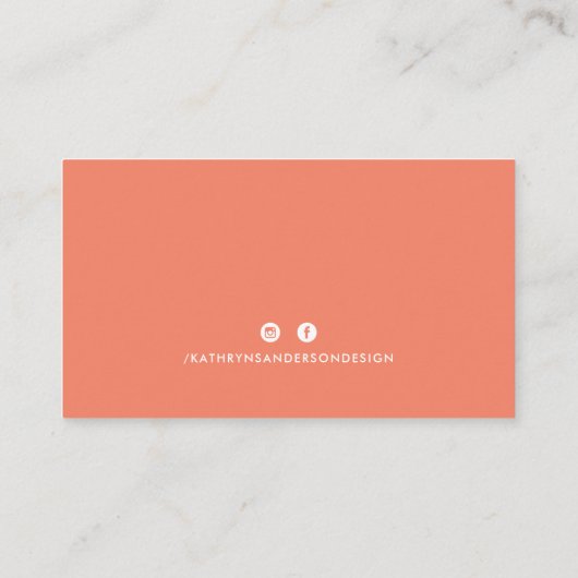 CUSTOM LOGO modern minimal retro sinaasappel wit Visitekaartje (Achterkant)