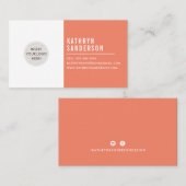 CUSTOM LOGO modern minimal retro sinaasappel wit Visitekaartje (Voorkant / Achterkant)